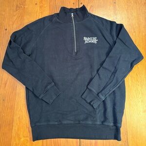 Samuel Adams Mens Sweatshirt Pullover Size XLarge 1/4 Zip Fleece Pockets Black